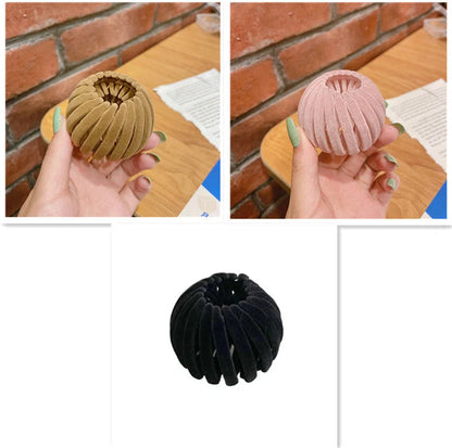 Velvet bird's nest hair ring hairpin in various colors for high ponytails