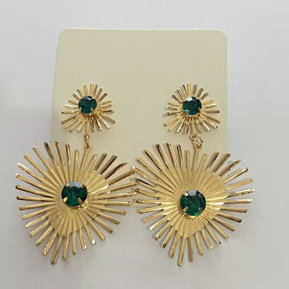 Bohemian sunflower heart-shaped earrings with rhinestone detailing, perfect for Valentine's Day