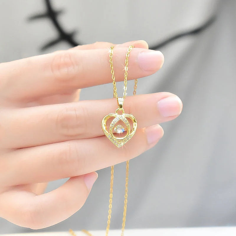Elegant heart-shaped rhinestone clavicle necklace perfect for Valentine's Day gifts