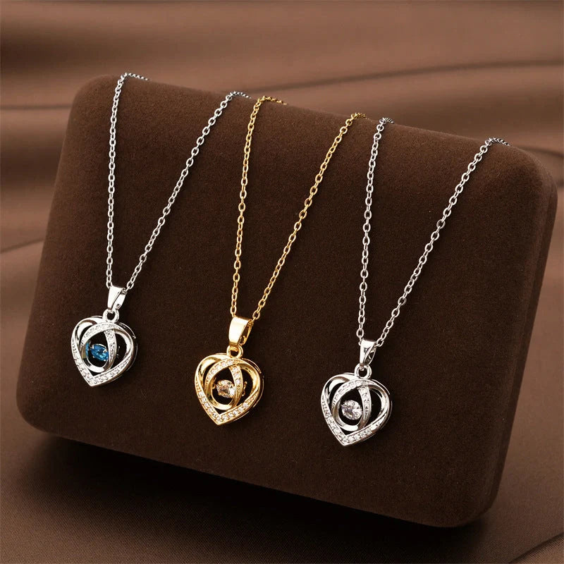 Elegant heart-shaped rhinestone clavicle necklace perfect for Valentine's Day gifts