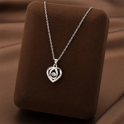 Elegant heart-shaped rhinestone clavicle necklace perfect for Valentine's Day gifts