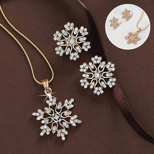 Elegant Snowflake Necklace Set with Rhinestones for Valentine's Day