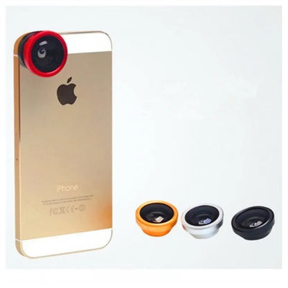 3 in 1 smartphone lens kit with fisheye, wide angle and macro functions in aluminium alloy cases