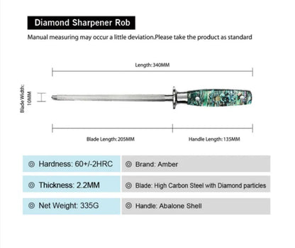 High carbon steel household knife sharpener with abalone shell handle