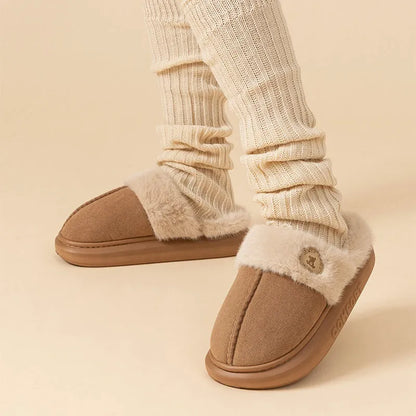 Winter plush slippers in multiple colours with thick fleece upper and PVC sole