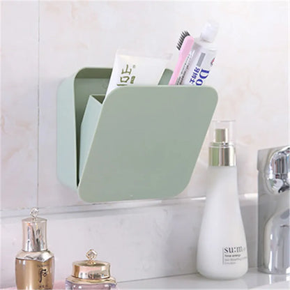 Wall-mounted PP storage box with non-marking stickers in Nordic blue, green, or pink.