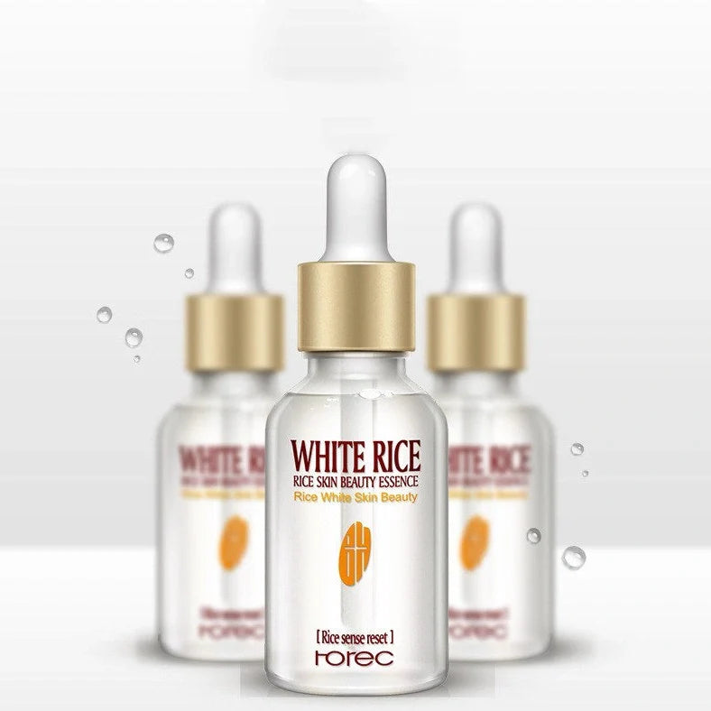 15ml bottle of White Rice Rejuvenating Moisturising Essence serum with white rice germ extract