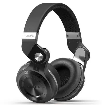 Bluedio T2 Plus Bluetooth wireless headphones in black, shown from the side.