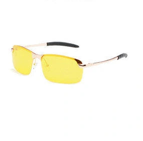 Men's driving glasses with colour-changing polarised lenses and lightweight alloy frames