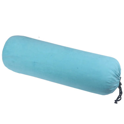 Cotton and linen yoga auxiliary pillow with cotton filling, shown in blue, green, grey, or purple for living room use