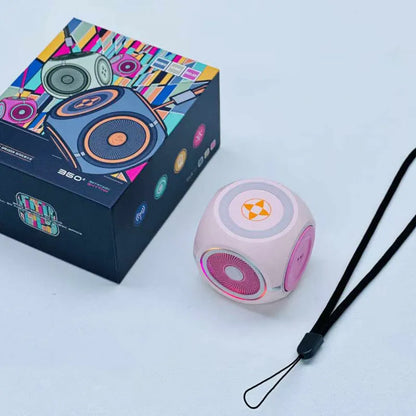 Rotating gyro bass Bluetooth speaker in black, pink or green, 53x51x51mm, with USB cable