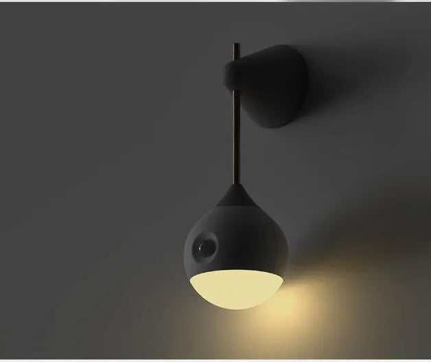 Inductive night light with human body motion sensor, LED, 149mm x 61mm x 56mm, PC shade, Nutcracker and Morandi Grey