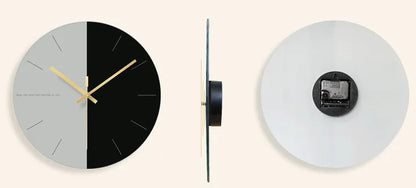 Large transparent tempered glass minimalist wall clock showing silent movement and included mounting hook.