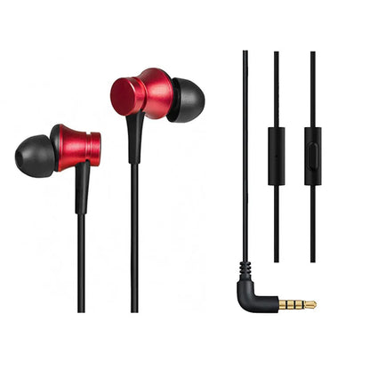 Piston in-ear headphones with 3.5mm plug in black, blue, and red colour options
