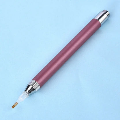 Luminous diamond painting drill pen with metal frame in blue, gold or red colour options