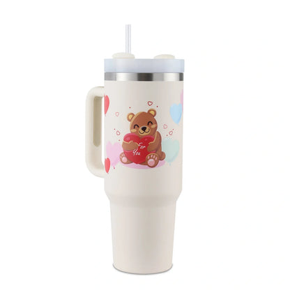 40oz stainless steel straw coffee mug with handle, ideal for travel