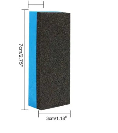Automotive iron powder rust remover spray bottle with blue square sponge and towel applicators