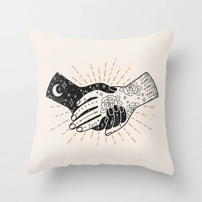 Halloween-themed cartoon print cushion cover on a sofa, 45x45 cm size.