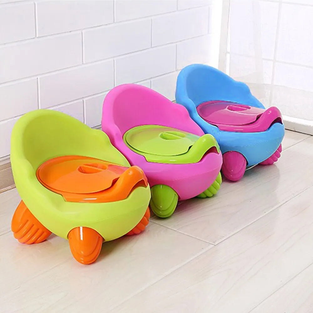 Dandan children's cartoon baby stool toilet in a choice of six colours including red, blue, and pastel pink.