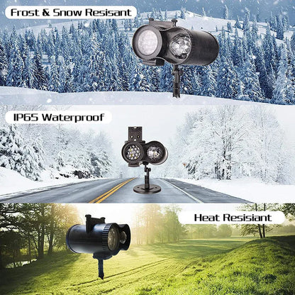 Outdoor waterproof double tube animated watermark LED light with IP65 rating for garden use.