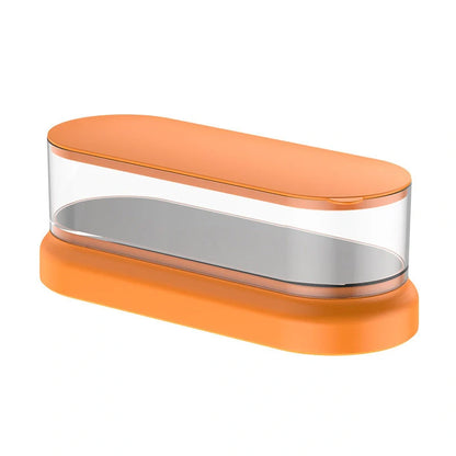 Compact ultrasonic cleaning machine for watches and small items, white colour, on a table