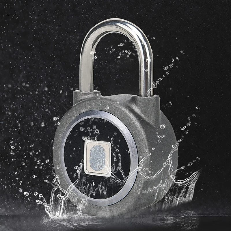 Secure Smart Fingerprint Padlock with durable aluminum alloy and stainless steel construction, Bluetooth app control, and IP65 weatherproof rating