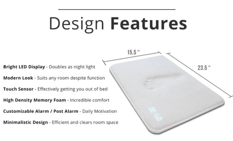 Smart pressure-sensitive alarm clock with LED display and memory foam base for comfortable, refreshing mornings