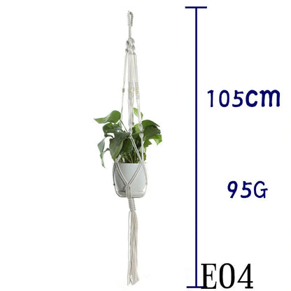 Handmade beige cotton rope indoor plant hanger basket for stylish home decor
