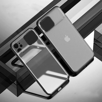 Lens sliding iPhone case with colour contrast accents on back cover