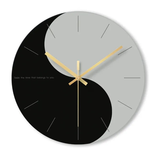 Large transparent tempered glass minimalist wall clock showing silent movement and included mounting hook.