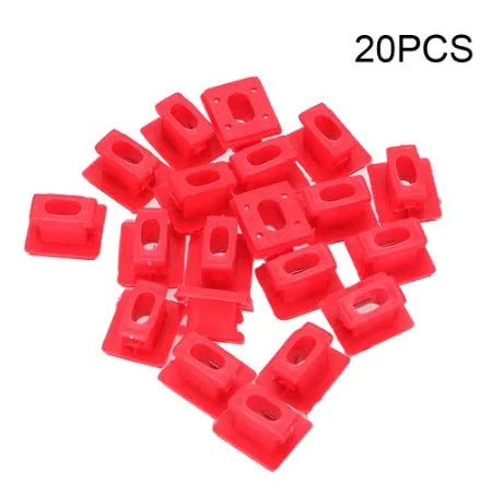 Ten white plastic snap-in clips for BMW interior door panel repair.