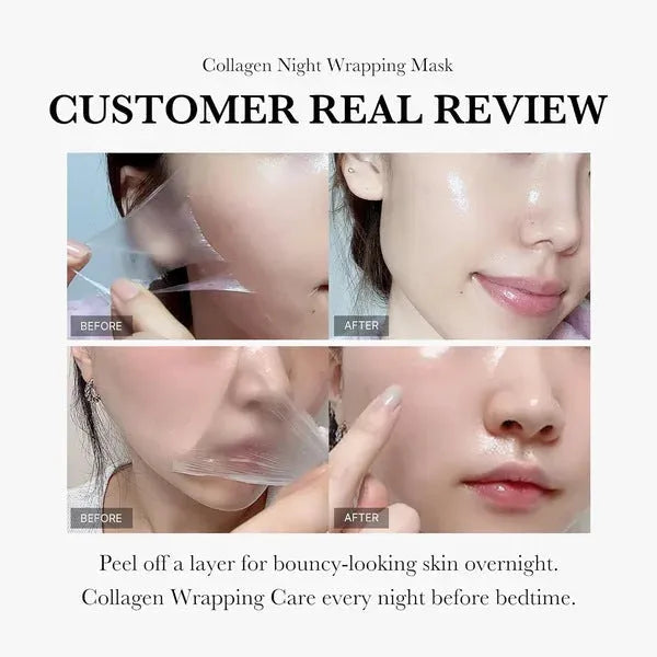 Collagen night face mask 75ml bottle with application brush for firming and anti-wrinkle treatment