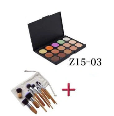 11 makeup brushes and 15-colour eyeshadow palette in velvet pouch for contouring and eye looks