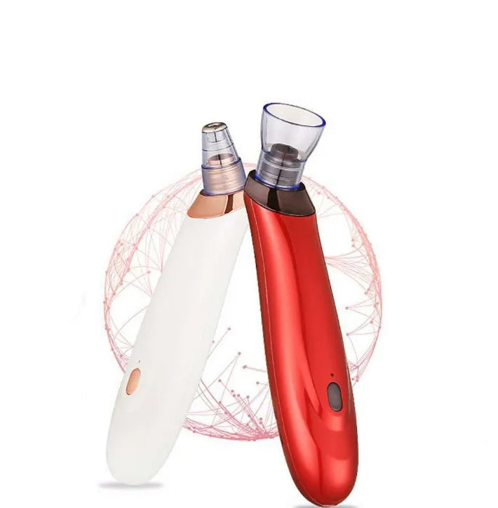 Electric blackhead remover device with five suction nozzle attachments, shown in black colour.