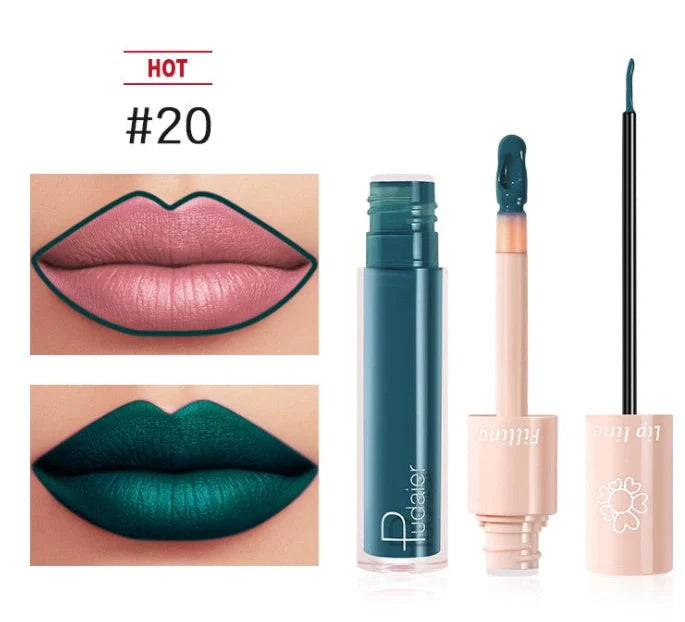 Pudaier dual-ended lipstick and lip gloss tube with 20 colour options