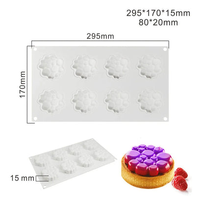 Round silicone cake mould with eight bubble tower pattern design for baking