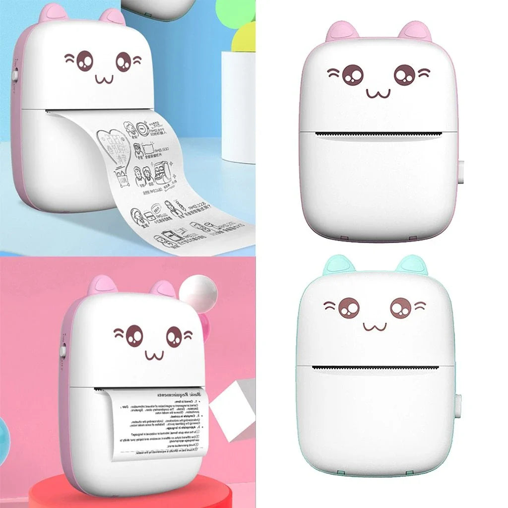 A compact, portable Bluetooth wireless photo printer for mobile devices, featuring high-quality thermal printing, rechargeable battery, and easy app connectivity.