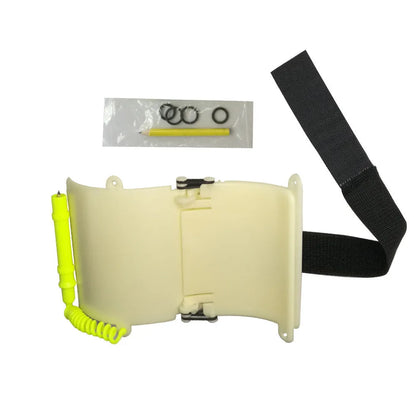 White luminous diving wrist slate with pencil and spare O-ring for underwater writing