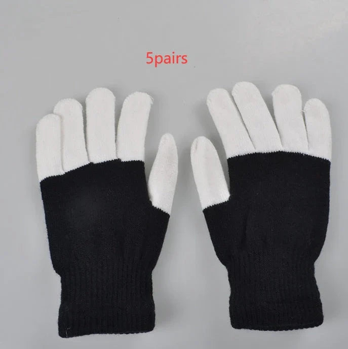 Vibrant Glow-in-the-Dark Party Gloves with Customizable Rainbow LED Lights for Dancing, Performing, and Everyday Wear