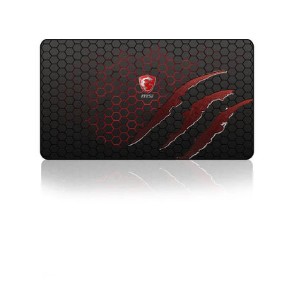 Oversized mouse pad with non-slip rubber base and washable cloth surface, available in multiple sizes and 2mm or 3mm thickness.
