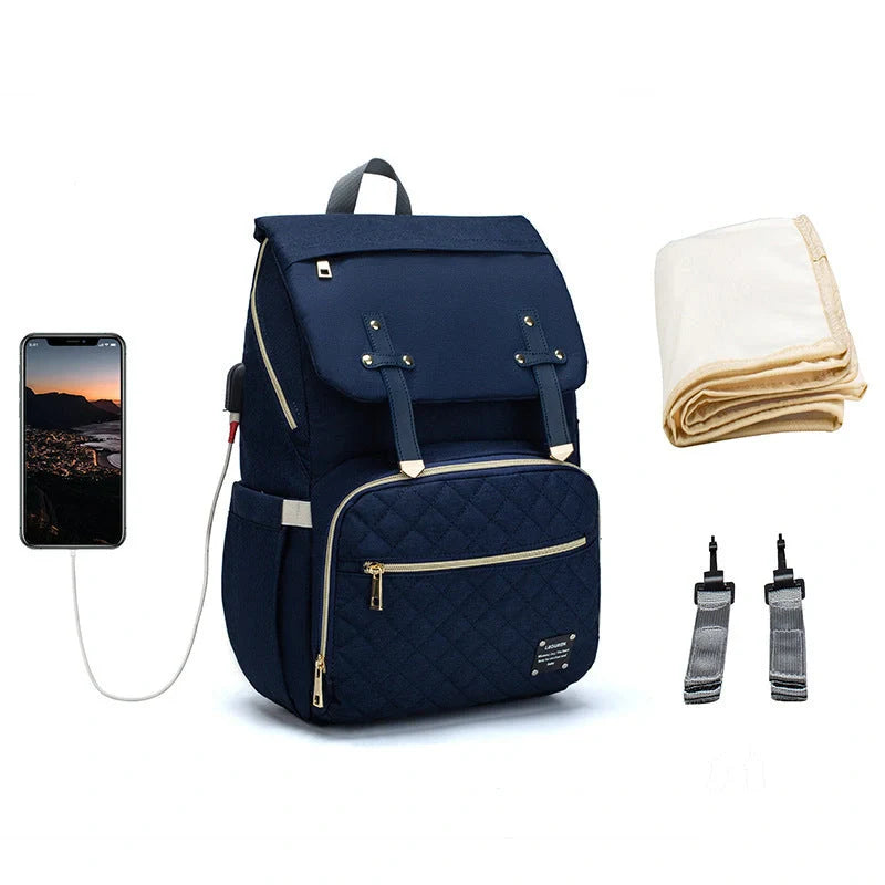 LEQUEEN Stylish Large Capacity Mummy Bag in various colors and styles, perfect for parents on the go.