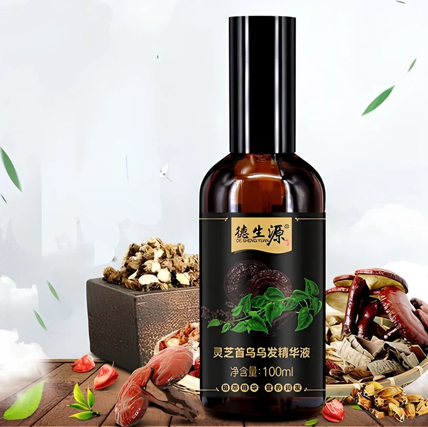 Polygonum multiflorum herbal shampoo bottle with seven botanical extracts for hair moisture and shine