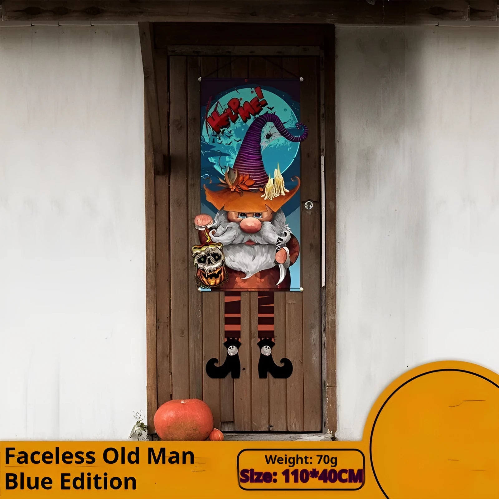 Halloween cloth wall painting with pumpkin design measuring 110cm by 40cm