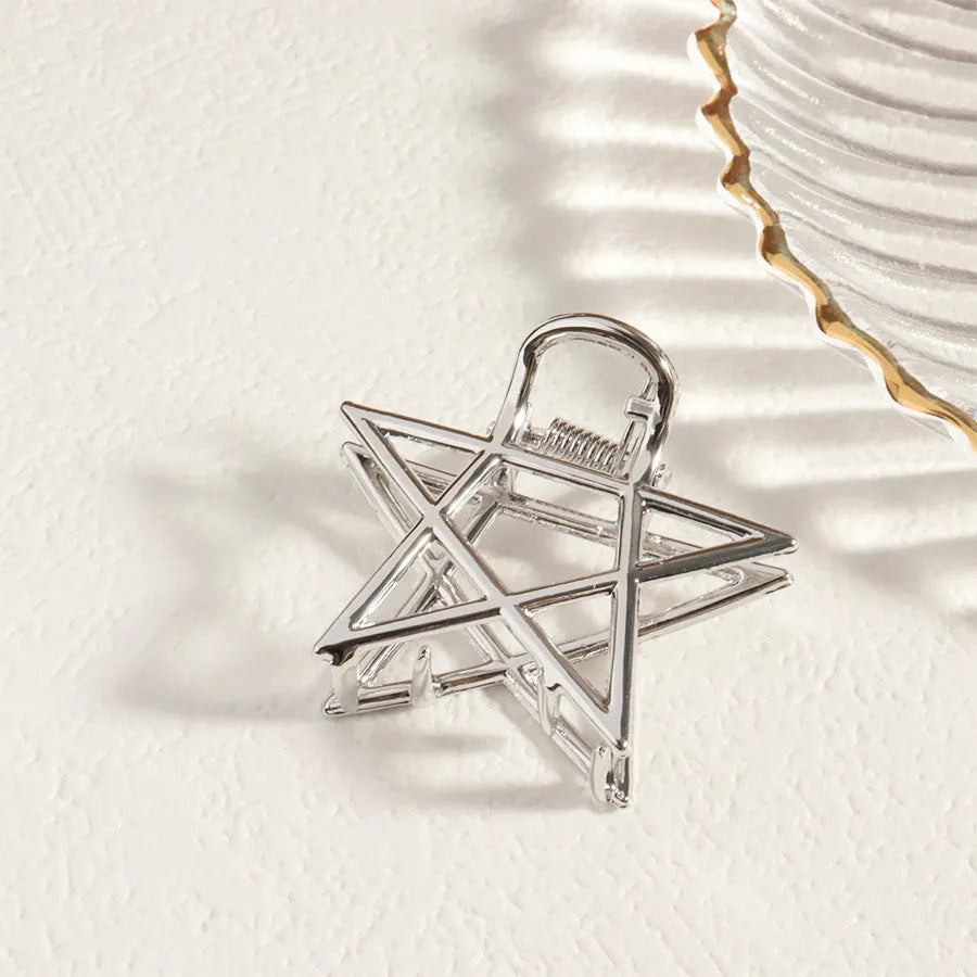 Silver metal hair claw barrette example from a range of 44 Korean-style designs.
