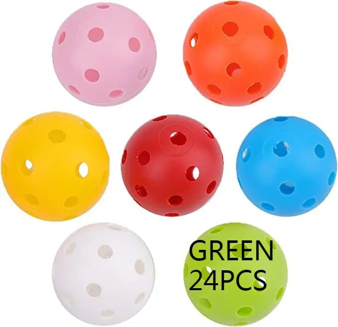 26-hole multi-colour golf practice balls in red, orange, blue, green, white, yellow with net pocket