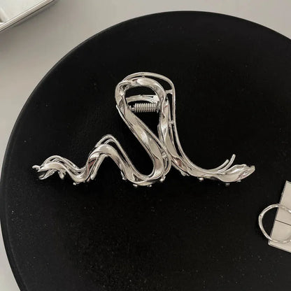 Silver metal hair claw barrette example from a range of 44 Korean-style designs.