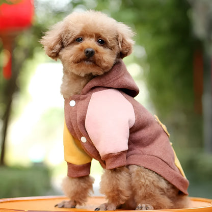 Cotton pet sweatshirt for dogs and cats in brown, green, or pink colours