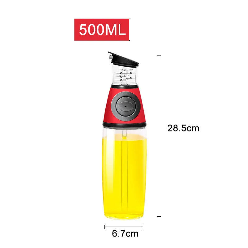 500ml clear glass oil bottle with 28.5cm height and square base for kitchen condiment storage