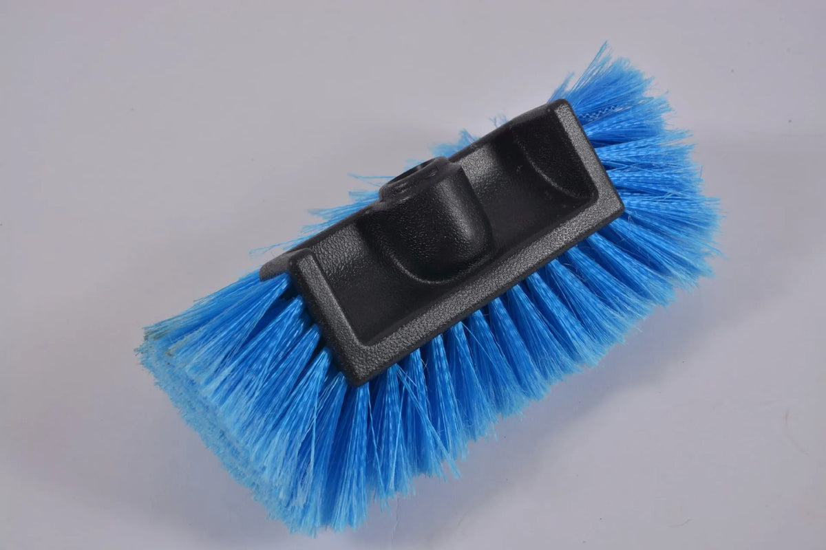 Yellow portable car wash brush with removable four-section rod and flow-through brush head