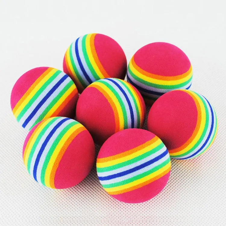 Rainbow Interactive Cat Ball Toy EVA Foam Golf Practice Ball Soft 42mm Diameter Yellow Red Light Blue for Indoor Play and Fetch